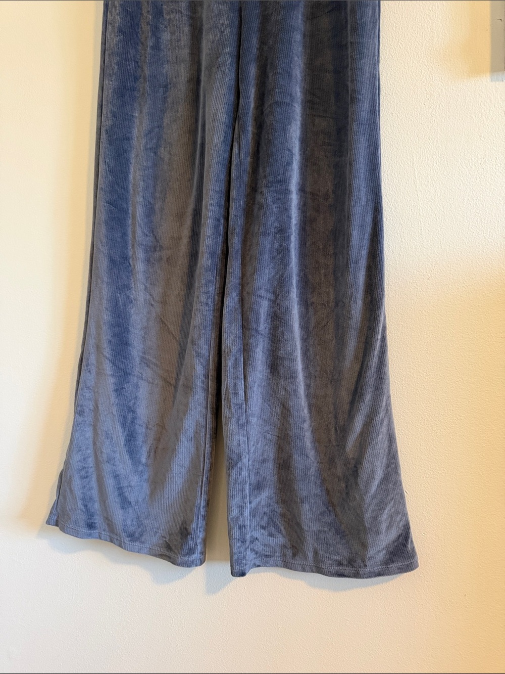 Vuori Haven Wide Leg Pants Women's Size Small Ribbed Velour High Rise Azure Blue - Picture 5 of 9